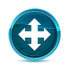 Move icon elegant glass blue round button vector design illustration