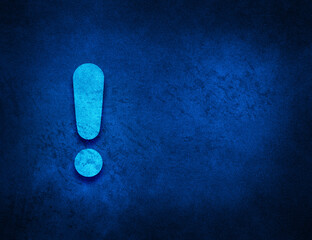 Exclamation mark icon artistic abstract blue grunge texture background