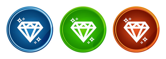 Diamond icon stylish round button set glass design