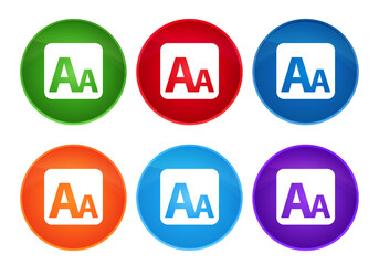 Font size box icon super round button set glass design