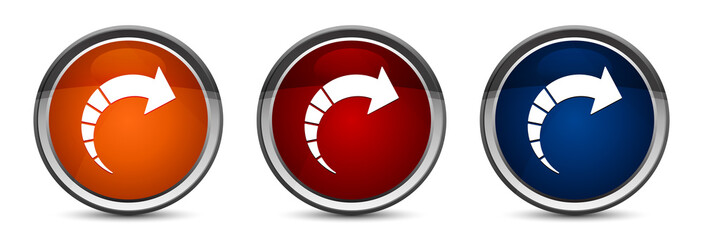 Next arrow icon exclusive blue red and orange round button design set