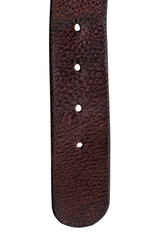 leather belt on white background close up. Vertical frame