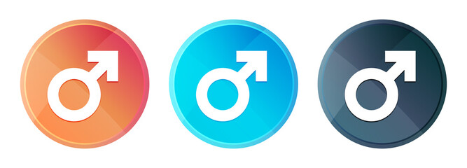 Male sign icon steam mist round button set shiny illustration