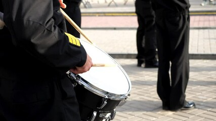 Military drum close-up. High quality 4k footage
