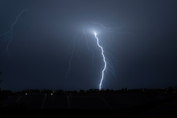 lightning in the night sky
