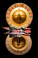 Casino set with Roulette, cards, dice and chips - 400950003