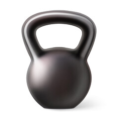 Obraz na płótnie Canvas 3D realistic vector illustration. Black kettlebell isolated on white background. Tool for sports, fitness equipment.