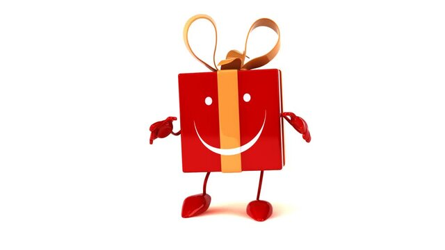 Fun 3D cartoon gift doing a presentation