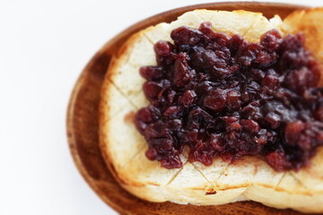 Japanese food, red bean paste on toasted for Nagoya prefecture regional cafe food