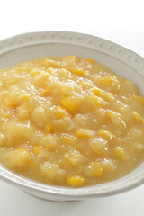 Prepared cream corn in bowl for cooking ingredient