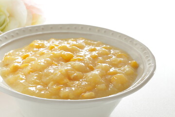 Prepared cream corn in bowl for cooking ingredient