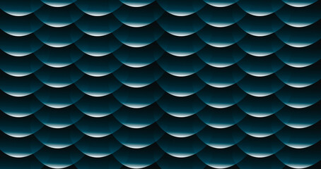 Absatrct texture of gradient semi-circles forming fish or snake skin pattern on dark background