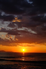 Horizontal colourful sunrise on the beach