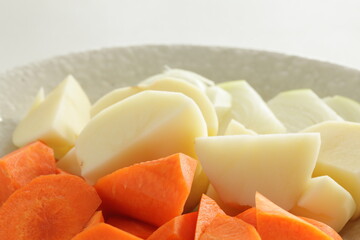Chopped carrot and potato for cooking ingredient
