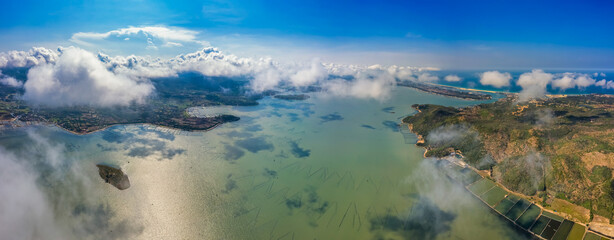 Aerial view of O Loan lagoon in Phu Yen, Vietnam.