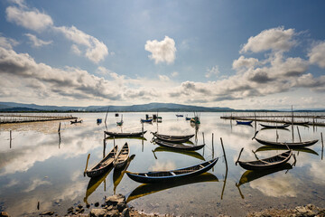 Traditional boats at O Loan lagoon, Phu Yen, Vietnam