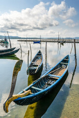 Obraz premium Traditional boats at O Loan lagoon, Phu Yen, Vietnam