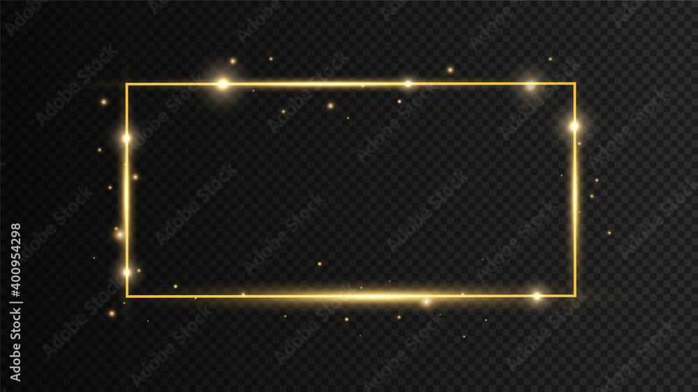 Aufkleber Gold frames for text. Blank abstract banner layout.Background with gold sparkles and glitter effect.