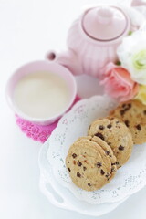 Homemade chocolate chips cookie on dish
