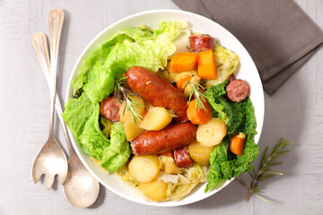 sausage and vegetable in bowl