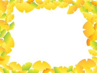 秋の黄色い銀杏の葉のフレームイラスト