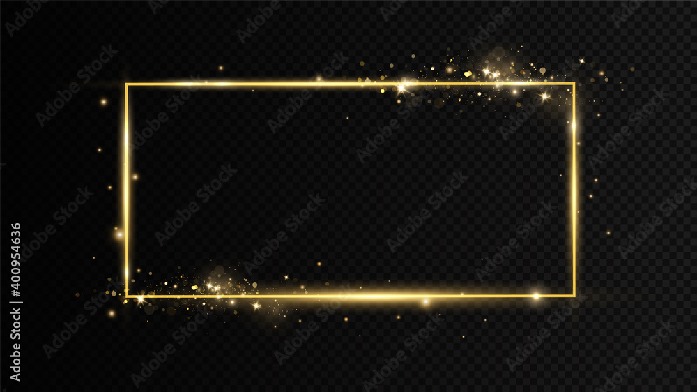 Aufkleber gold frames for text. blank abstract banner layout.background with gold sparkles and glitter effect.