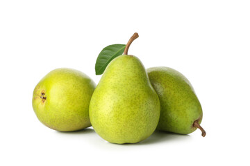 Fresh green pears isolated on white background