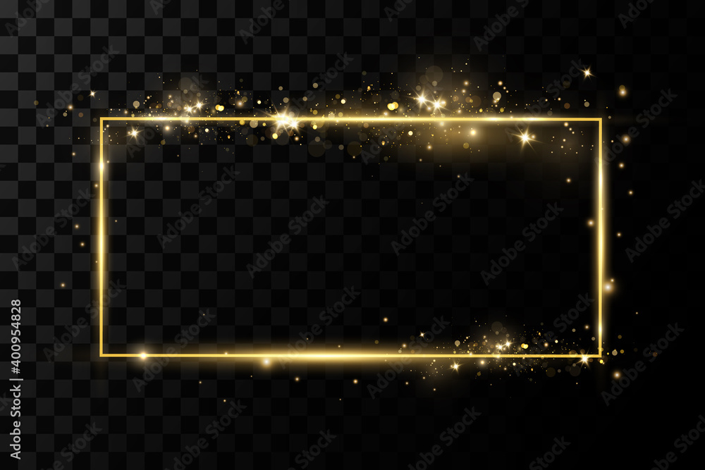 Aufkleber Gold frames for text. Blank abstract banner layout.Background with gold sparkles and glitter effect.