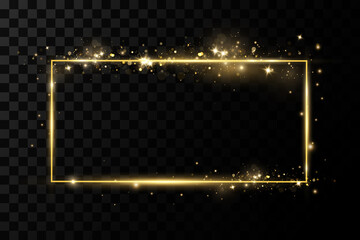 Gold frames for text. Blank abstract banner layout.Background with gold sparkles and glitter effect.