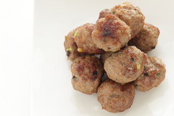 Chinese food, homemade pork and beef meatball on dish for comfort food