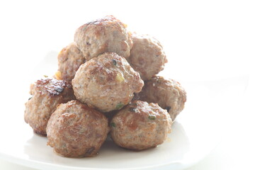 Chinese food, homemade pork and beef meatball on dish for comfort food