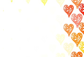 Light Red, Yellow vector texture with lovely hearts.