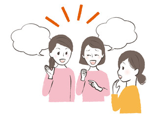 illustration of three chatting ladies