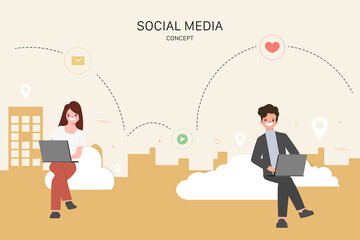 Social media chatting worldwide concept illustration.