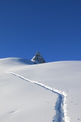 ski de randonnées de montagne avec skieurs alpinistes dans la neige et la glace des alpes et des...