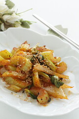 Korean food, kimchi and celery stir fried
