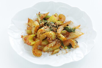 Korean food, kimchi and celery stir fried
