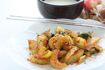 Korean food, kimchi and celery stir fried
