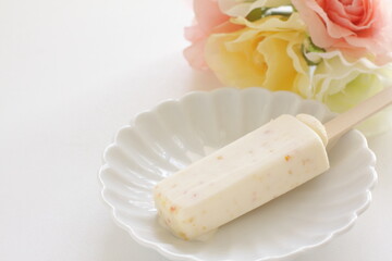 Summer food, milk ice bar with copy space