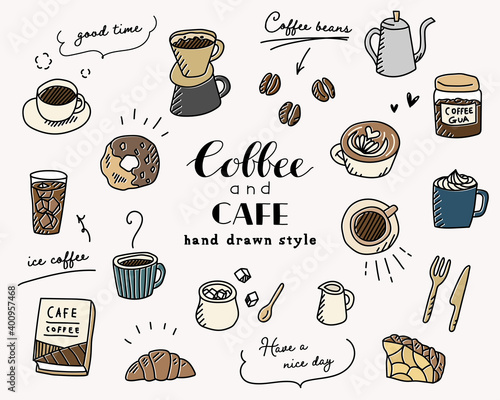 Fototapete 手描きのコーヒー カフェのイラスト セット 珈琲 スケッチ スイーツ マグカップ おしゃれ Yugoro Fototapete 手描きのコーヒー カフェのイラスト セット 珈琲 スケッチ スイーツ マグカップ おしゃれ Yugoro