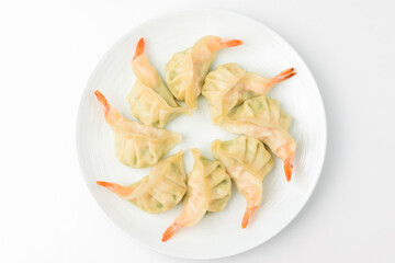 Shrimp dumplings on white background