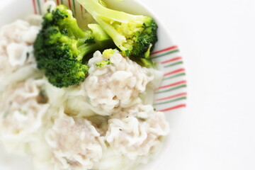 Chinese food, homemade boiled wonton dumpling 