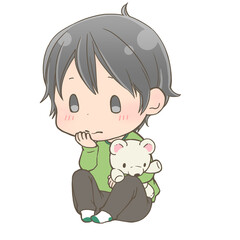 考え事をしている男の子