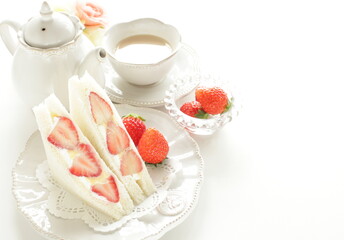Japanese spring food, strawberry and cream sandwich 