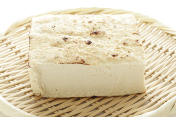 Japanese food, grilled tofu on dish for healthy food ingredient
