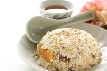 Healthy food, tofu refuse stir fried on dish