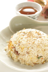 Healthy food, tofu refuse stir fried on dish