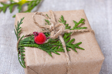 New Year's gifts in craft packaging
