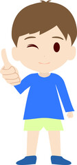 グーのポーズをする可愛い男の子供のイラスト