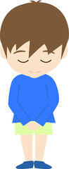 Fototapeta premium 礼をする可愛い男の子供のイラスト